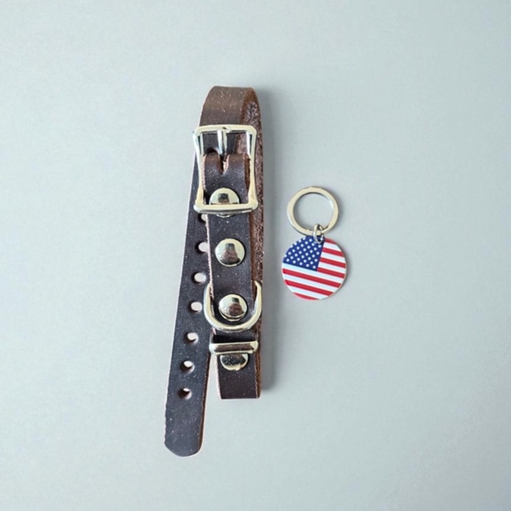 Handmade Brown Leather XS Dog Collar – Classic, Durable, Adjustable Dog Collar